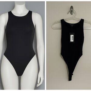 Black Slinky Racer Sleeveless Bodysuit